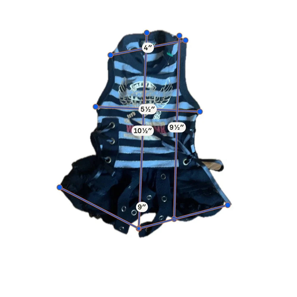 Wooflink Dog Dress Blue Black Striped Good Lace-up Side Detail